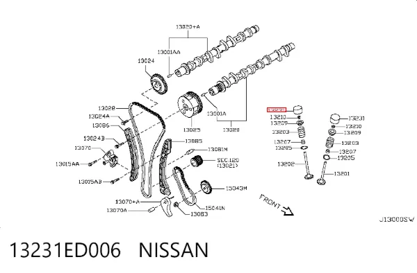Compensador hidrâulico (empurrador hidrâulico), empurrador de válvulas 13231ED006 Nissan/Infiniti