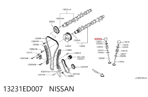 Compensador hidrâulico (empurrador hidrâulico), empurrador de válvulas 13231ED007 Nissan/Infiniti