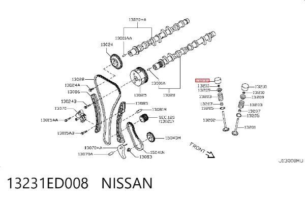 Compensador hidrâulico (empurrador hidrâulico), empurrador de válvulas 13231ED008 Nissan/Infiniti