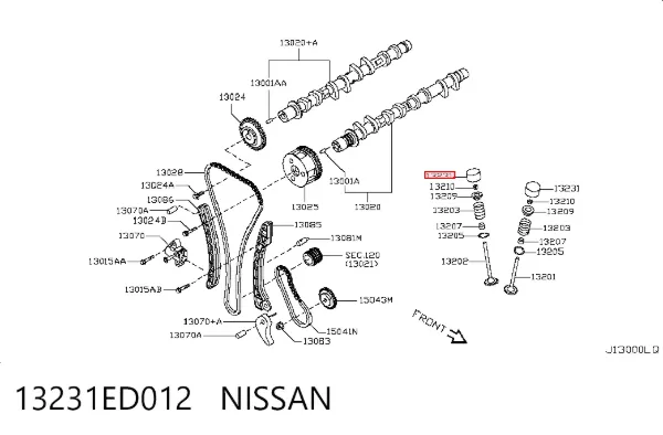 Compensador hidrâulico (empurrador hidrâulico), empurrador de válvulas 13231ED012 Nissan/Infiniti