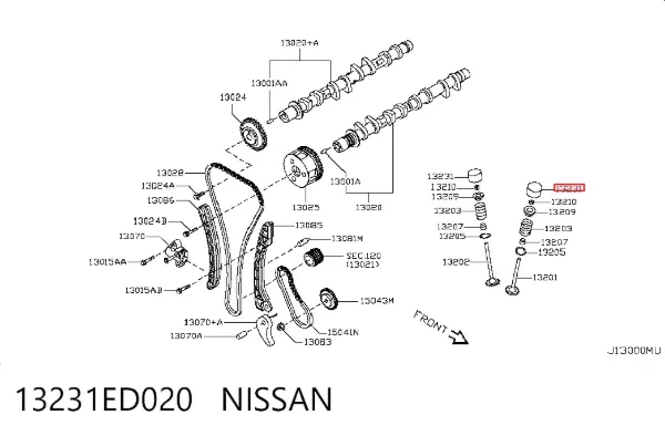 Compensador hidrâulico (empurrador hidrâulico), empurrador de válvulas 13231ED020 Nissan/Infiniti