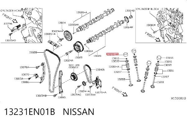 Compensador hidrâulico (empurrador hidrâulico), empurrador de válvulas 13231EN01B Nissan/Infiniti
