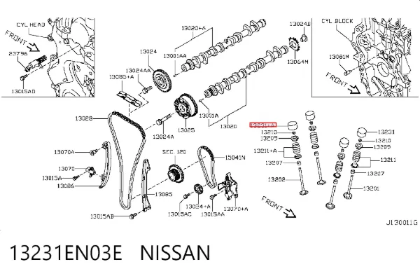 Compensador hidrâulico (empurrador hidrâulico), empurrador de válvulas 13231EN03E Nissan/Infiniti