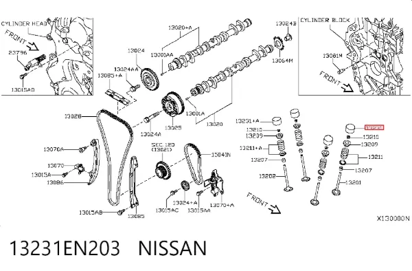 Compensador hidrâulico (empurrador hidrâulico), empurrador de válvulas 13231EN203 Nissan/Infiniti