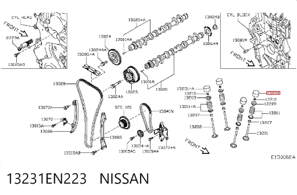 Compensador hidrâulico (empurrador hidrâulico), empurrador de válvulas 13231EN223 Nissan/Infiniti