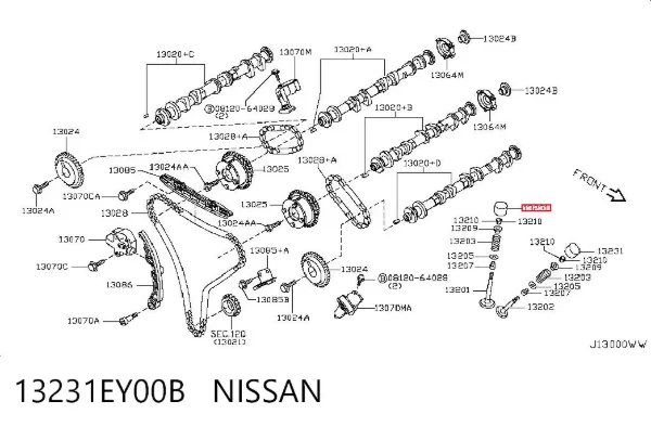 Compensador hidrâulico (empurrador hidrâulico), empurrador de válvulas 13231EY00B Nissan/Infiniti
