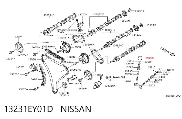 Compensador hidrâulico (empurrador hidrâulico), empurrador de válvulas 13231EY01D Nissan/Infiniti