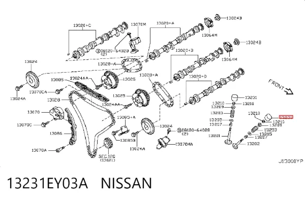 Compensador hidrâulico (empurrador hidrâulico), empurrador de válvulas 13231EY03A Nissan/Infiniti