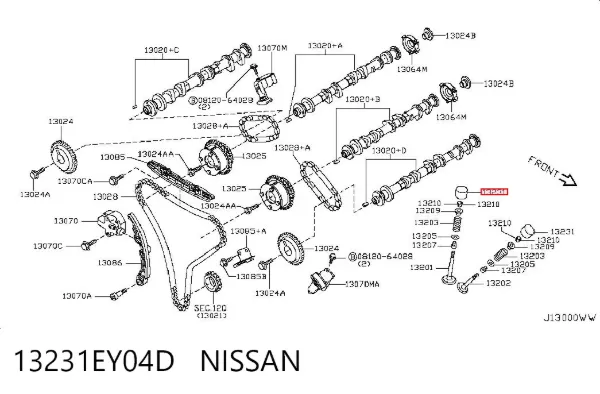 Compensador hidrâulico (empurrador hidrâulico), empurrador de válvulas 13231EY04D Nissan/Infiniti