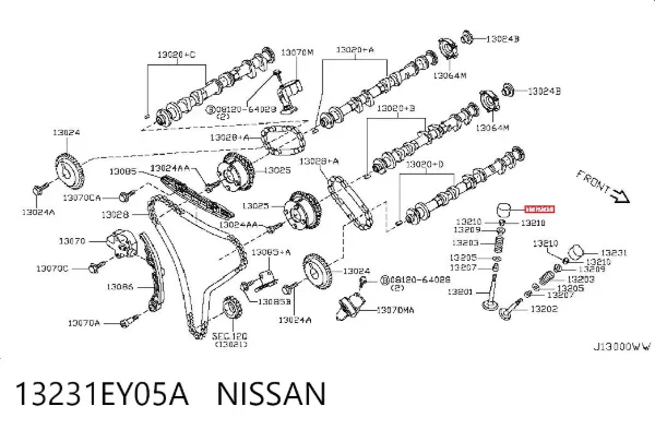 Compensador hidrâulico (empurrador hidrâulico), empurrador de válvulas 13231EY05A Nissan/Infiniti