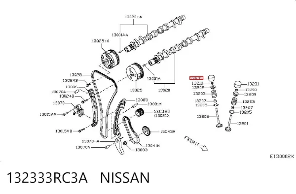 Compensador hidrâulico (empurrador hidrâulico), empurrador de válvulas 132333RC3A Nissan/Infiniti