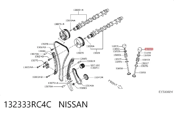 Compensador hidrâulico (empurrador hidrâulico), empurrador de válvulas 132333RC4C Nissan/Infiniti