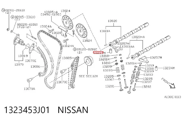 Compensador hidrâulico (empurrador hidrâulico), empurrador de válvulas 1323453J01 Nissan/Infiniti