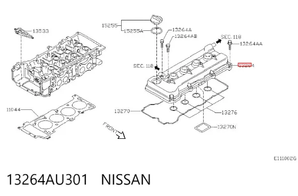 Tampa de válvulas 13264AU301 Nissan/Infiniti