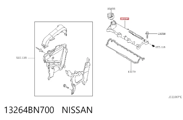 Tampa de válvulas 13264BN700 Nissan/Infiniti
