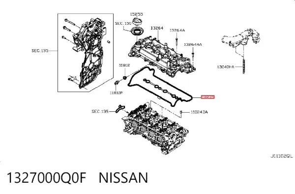Vedante de tampa de válvulas de motor 1327000Q0F Nissan/Infiniti