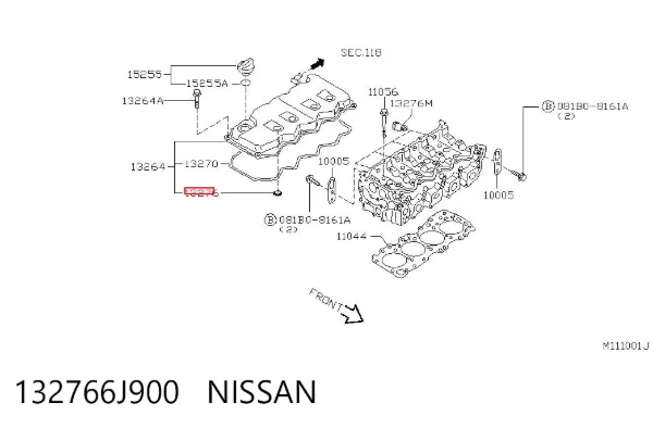 Vedante anular da cavidade de vela 132766J900 Nissan/Infiniti
