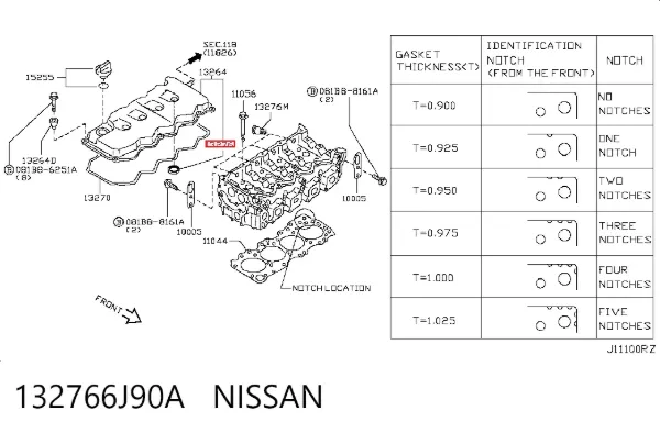 Vedante anular da cavidade de vela 132766J90A Nissan/Infiniti