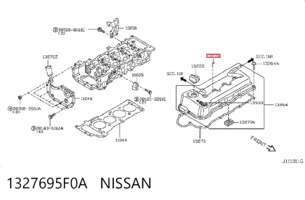 Vedante anular da cavidade de vela 1327695F0A Nissan/Infiniti