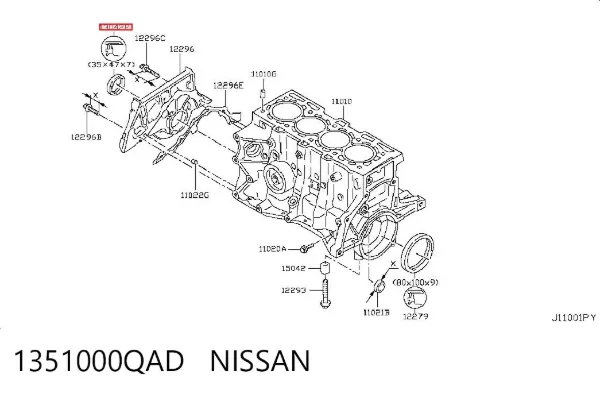Vedação dianteira de cambota de motor 1351000QAD Nissan/Infiniti