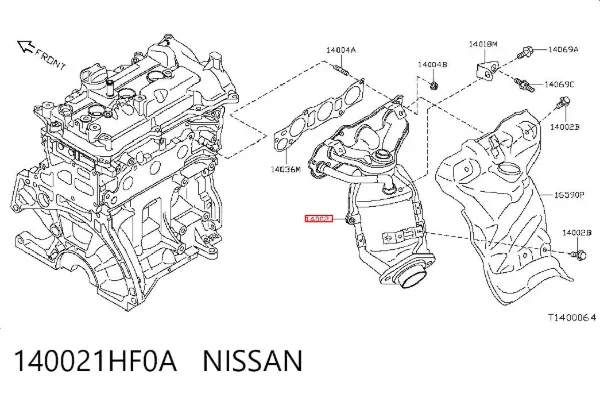 Tubo coletor de escape 140021HF0A Nissan/Infiniti