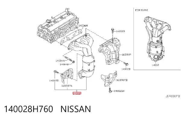 Tubo coletor de escape 140028H760 Nissan/Infiniti