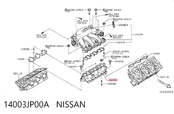 Tubo coletor de admissão 14003JP00A Nissan/Infiniti
