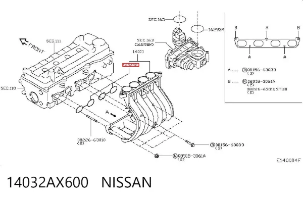 Vedante de tubo coletor de admissão Nissan Micra K11