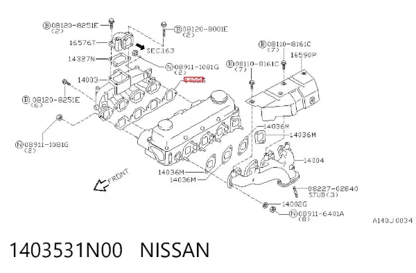 Vedante de tubo coletor de admissão Ford Maverick UDS, UNS