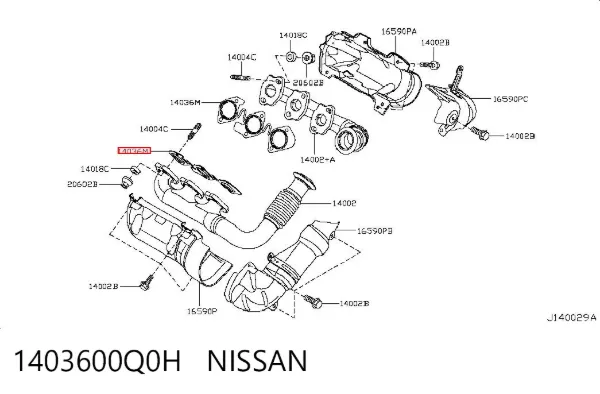 Vedante de tubo coletor de escape 1403600Q0H Nissan/Infiniti