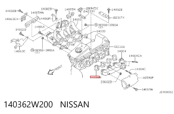 Vedante de tubo coletor de escape Nissan Terrano II