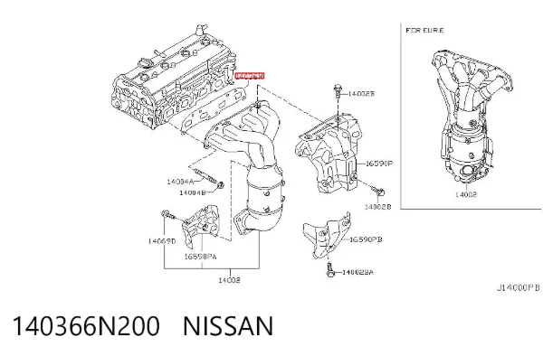 Vedante de tubo coletor de escape 140366N200 Nissan/Infiniti