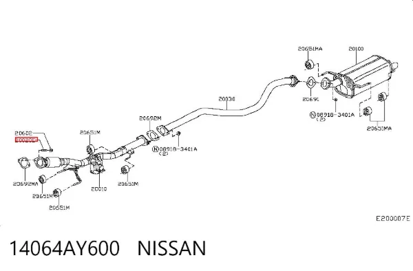 Prego de tubo coletor de escape 14064AY600 Nissan/Infiniti