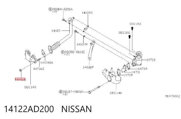 Porca de fixação de tubo de admissão do silenciador (de calças) 14122AD200 Nissan/Infiniti