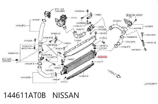 Radiador de intercooler Nissan Murano Z51