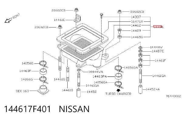 Radiador de intercooler 144617F401 Nissan/Infiniti