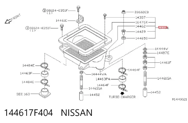 Radiador de intercooler 144617F404 Nissan/Infiniti