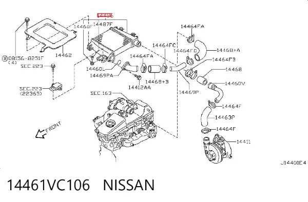 Radiador de intercooler 14461VC106 Nissan/Infiniti