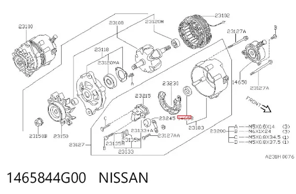 Vedação do gerador 1465844G00 Nissan/Infiniti
