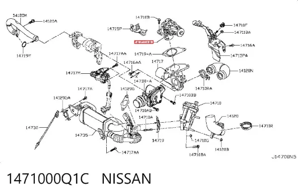 Válvula EGR de recirculação dos gases 1471000Q1C Nissan/Infiniti