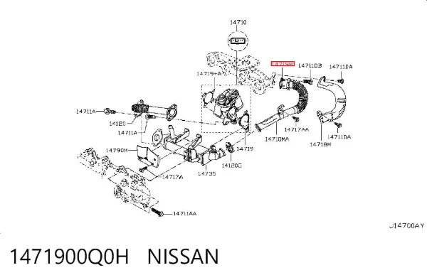 Vedante de tubo coletor de escape 1471900Q0H Nissan/Infiniti