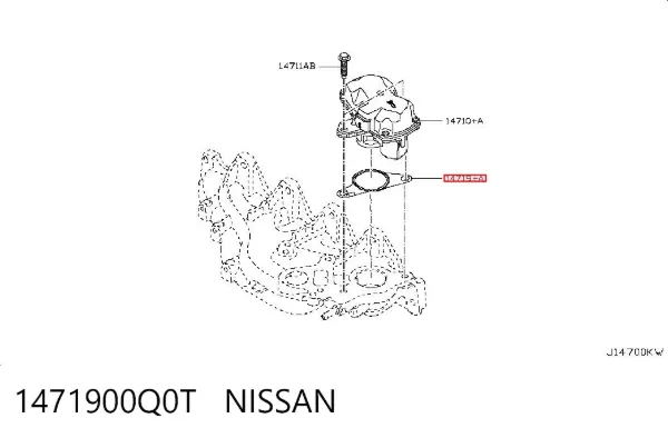 Vedante de válvula EGR de recirculação 1471900Q0T Nissan/Infiniti