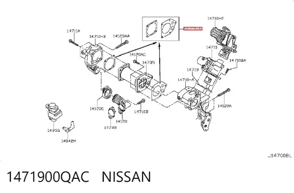 Vedante de válvula EGR de recirculação 1471900QAC Nissan/Infiniti