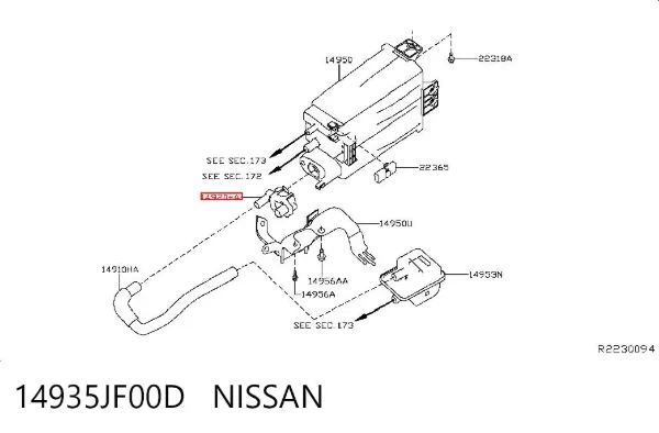 Válvula de adsorvedor dos vapores de combustível Infiniti Q50 V37
