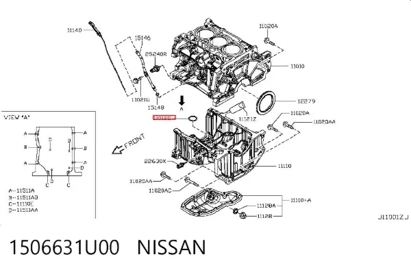 Vedante de bomba de óleo 1506631U00 Nissan/Infiniti
