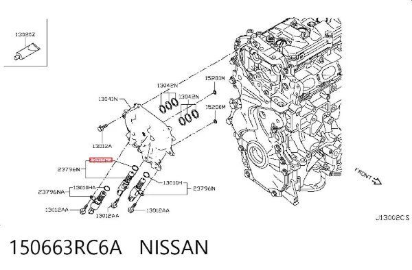 Vedante de mangueira de derivação de óleo de turbina 150663RC6A Nissan/Infiniti