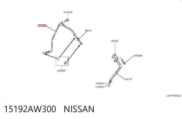 Tubo (mangueira) de fornecimento de óleo de turbina 15192AW300 Nissan/Infiniti
