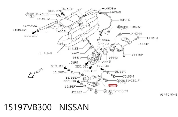 Tubo (mangueira) de fornecimento de óleo de turbina 15197VB300 Nissan/Infiniti