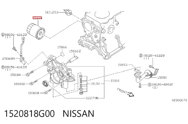 Filtro de óleo 1520818G00 Nissan/Infiniti