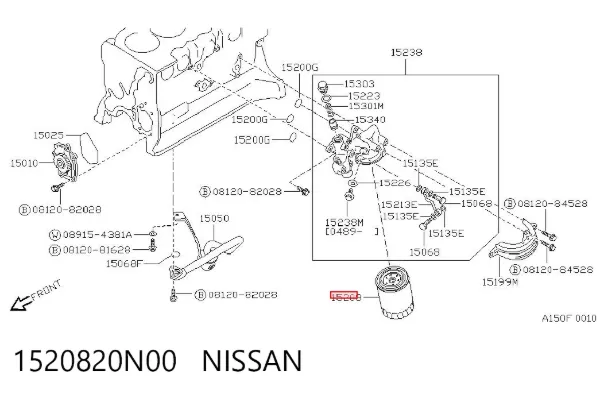 Filtro de óleo 1520820N00 Nissan/Infiniti